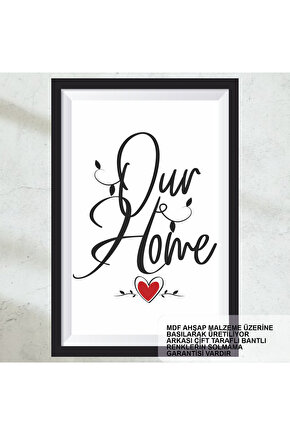 bizim evimiz ev mutluluk huzur dekorasyon çerçeve görünümlü ahşap tablo poster