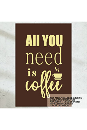 all you need is coffee vintage nostaljik tarzda ev mutfak kafe dekorasyon tablo retro ahşap poster