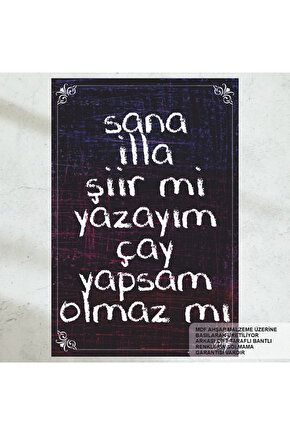çay sözleri komik esprili duvar yazıları ev kafe mutfak dekorasyon tablo retro ahşap poster
