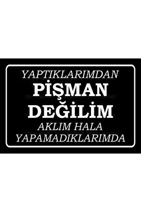 pişman değilim aklım hala yapamadıklarımda komik atarlı sözler duvar yazıları retro ahşap poster