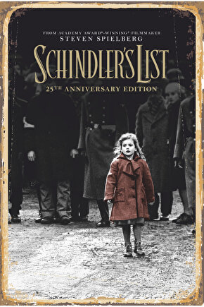 Schindlerin Listesi kırmızılı kız film sinema afişi retro ahşap poster