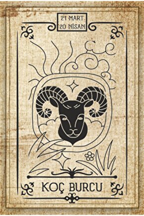 Koç Burcu Astroloji Burç Retro Ahşap Poster