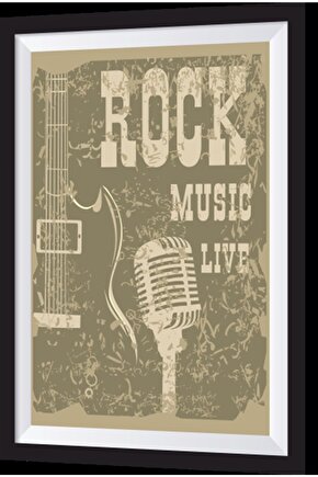 Canlı Rock Müzik Sanatsal Çerçeve Görünümlü Ahşap Tablo