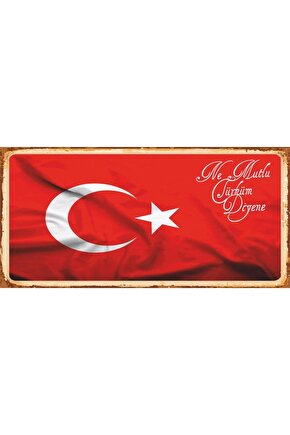 Türk Bayrağı Ne Mutlu Türküm Diyene Mini Ahşap Poster