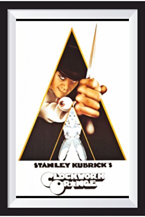 Otomatik Portakal Kubrick Sinema Afişi Çerçeve Görünümlü Retro Ahşap Poster