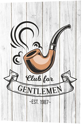 Pipo Centilmen Beyler Kulübü Ahşap Desenli Retro Vintage Ahşap Poster