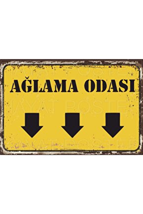 Ağlama Odası Yön Tabelası Retro Vintage Ahşap Poster
