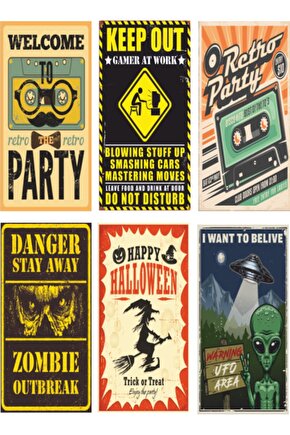 6lı Retro Ahşap Poster Seti-8