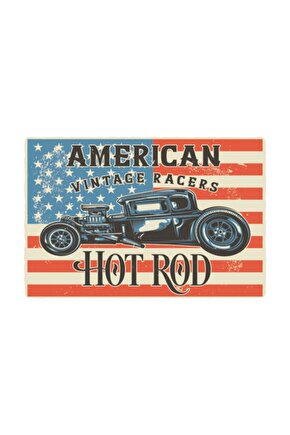 Amerikan Vintage Yarış Retro Vintage Ahşap Poster