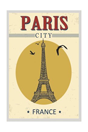 Fransa Paris Retro Vintage Ahşap Poster