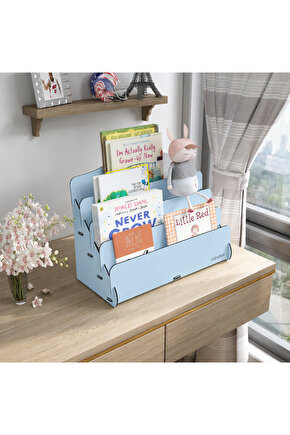 Mini Lucky 4 Raflı Ahşap Masaüstü Mini Kitaplık Montessori Çocuk Kitaplığı Çocuk Odası Kitaplık