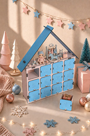 Adventa Advent Calendar Ahşap 12 Çekmeceli Numaralı Karne Yılbaşı Doğum Günü Ödül Boş Hediye Kutusu Çocuk Odası Dekoru