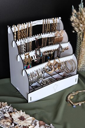 Diamond Small Organizer Kozmetik Makyaj Kolye Küpe Yüzük Takı Kutusu Düzenleyici Beyaz