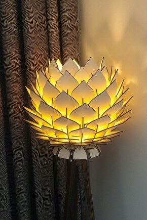 Lotus Dekoratif Lambader Şapkası Başlığı Avize Abajur Bej