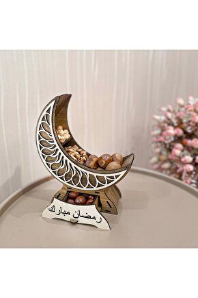 Hilal - Ramazan Ayı Hediyelik Dekoratif Sunumluk Hurmalık Lokumluk Çerezlik Şekerlik Kase