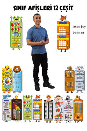 Sınıf Afişleri 12 Adet 25 Cm 70 Cm