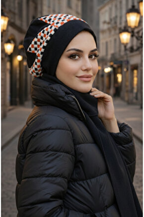 Siyah Kareli Tesettür Bere