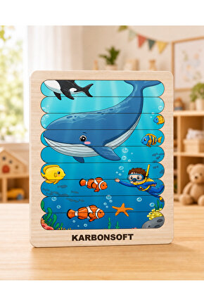 Cubuk Puzzle, 10lu Set Puzzle, Hayvan Puzzle, Montesorri Puzzle, Hayvan Yapboz, 10lu Yapboz