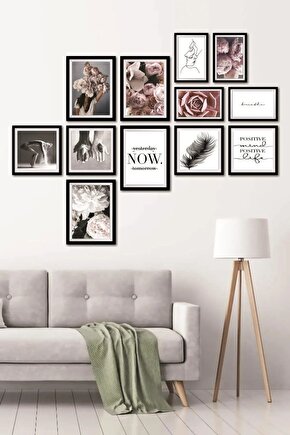 12 Parça Ahşap Mdf Tablo Seti Çerçeve Görünümlü