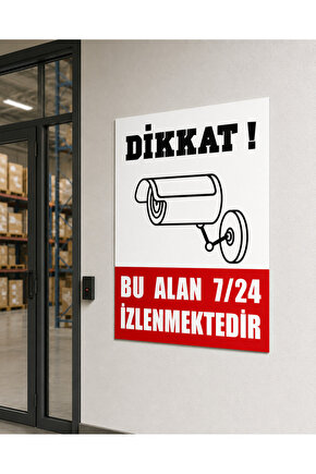 Iş Güvenliği Uyarı Levhası Dikkat Bu Alan 7  24 Izlenmektedir