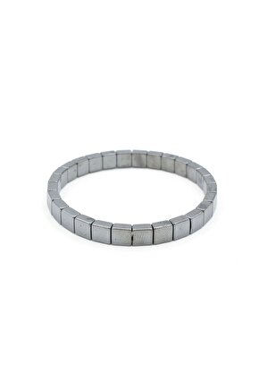 Kare Model Hakiki Doğal Hematit Taşı Bileklik 011