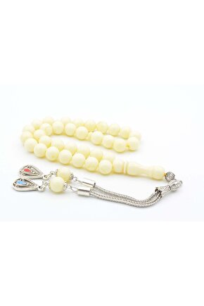 Küre Kesim Hareli Beyaz Beyrut Kehribarı Tesbih 8 Mm