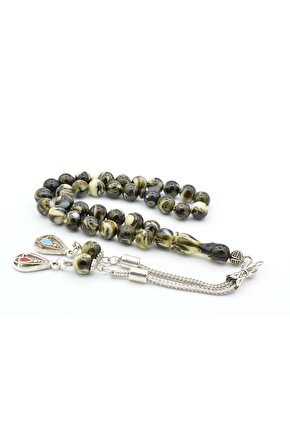 Küre Kesim Bej Yeşil Beyrut Kehribarı Tesbih 8 Mm