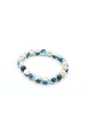 Hakiki Doğal Blue Ice Glaserit Taşı Bileklik 9 Mm