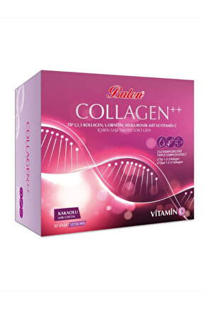 COLLAGEN 3LÜ KOMPLEKS ETKİ - Kollagen Tip 1-2-3 Hyaluronik Asit + C Vitamini + L-Ornitin 30 Şase