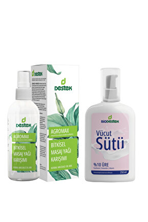 Agromax Bitkisel Masaj Yağı Karışımı 150 ml +Biodestek Vücut Sütü 250 ml