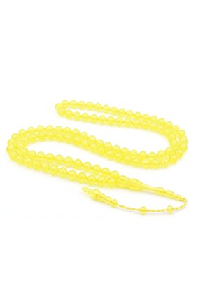 Sistemli Sığırcık Kesim 99 luk Sarı Toz Kehribar Tesbih