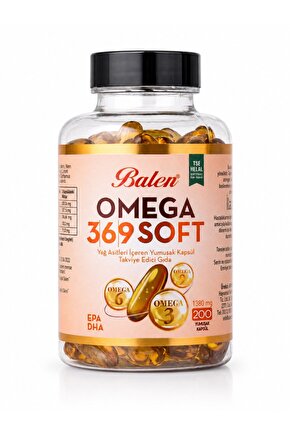 OMEGA 3,6,9 SOFT YAĞ ASİTLERİ İÇEREN YUMUŞAK KAPSÜL 1380 MG*200