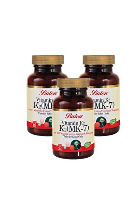 K2 Mk-7 Vitamin K2 Ve D Vitamini 450 Mg 60 Kapsül - 3 Adet