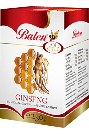 Kırmızı Ginseng 230 Gr Bal Polen Ginsenk Arı Sütü Karışımı Kırmızı Ginsek