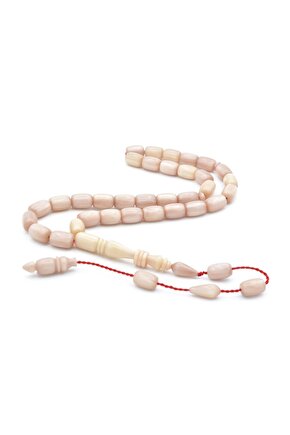 Ahmet Emin Yapımı İmamesi Halkalı Simli Bej Sıkma Kehribar Tesbih