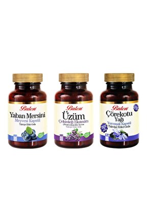Üzüm Çekirdeği Yaban Mersini Çörekotu Yağı Kapsülü