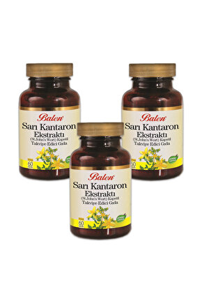 3 Kutu Sarı Kantaron Ekstraktı Kapsül St. Johns Wort 375mg X 60 Kapsül Sarı Kantoron