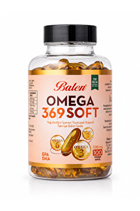 OMEGA 3,6,9 SOFT YAĞ ASİTLERİ İÇEREN YUMUŞAK KAPSÜL 1380 MG*100