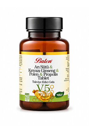 (V5) Arı Sütü& Ginseng& Polen& Propolis Tablet 1015 Mg* 60