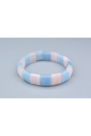 Rolex Model Hakiki Doğal Morganit ve Akuamarin Taşı Bileklik