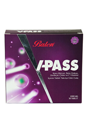 V-Pass Kara Mürverli Zerdeçallı Çinko ve C Vitaminli 1000 Mg X 30 Tablet