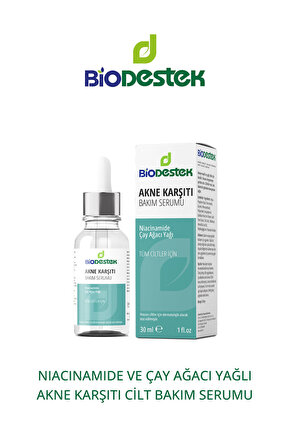 Akne Karşıtı, Niacinamide Ve Çay Ağacı Yağlı Cilt Bakım Serumu 30 ml