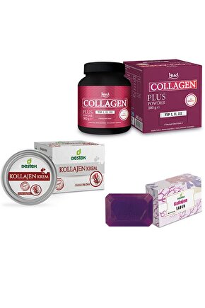 Kollajen 3lü Set Toz Kollajen 300gr+kollajen Krem 50gr+kollajen Sabun 150gr