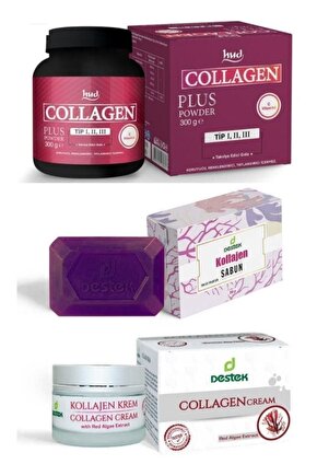 Destek 3lü Kolajen Seti Collagen Plus 300 Gr + Destek Collagen Krem + Destek Collagen Sabun