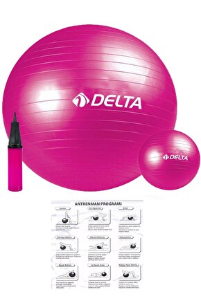 Fuşya Pilates Egzersiz Topu Seti Büyük 55 Cm Pilates Topu Küçük 20cm Pilates Denge Topu Pompa