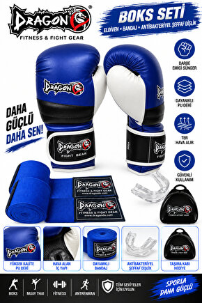 Attack 6 Boks Eldiveni Kick Boks Muay Thai Eldiveni Bandaj Ve Dişlik 3lü Set