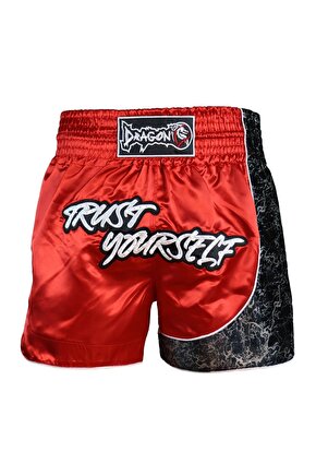 MT3409 Trust Yourself Kırmızı Muay Thai Kick Boks Şortu
