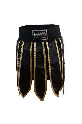MT3031 Muay Thai Kick Boks Şortu Taytlı Püsküllü Şort Siyah