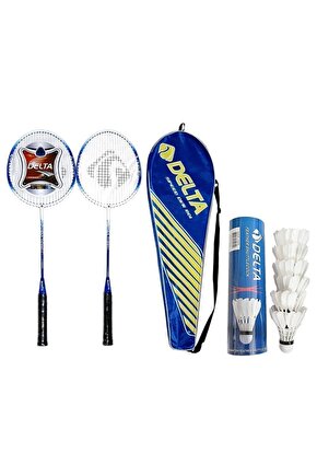 2 Adet Deluxe Tek Parça Badminton Raketi + Çanta + 6 Adet Kaz Tüyü Deluxe Badminton Topu Seti