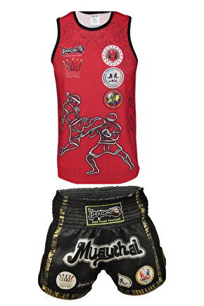 Mt2019 Onaylı Muay Thai Müsabaka Şort Ve Dijital Baskılı Federasyon Logolu Muaythai Atlet Set